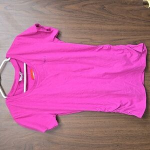 Bench Size M Fuchsia Crew Neck Rouched Classic T-Shirt